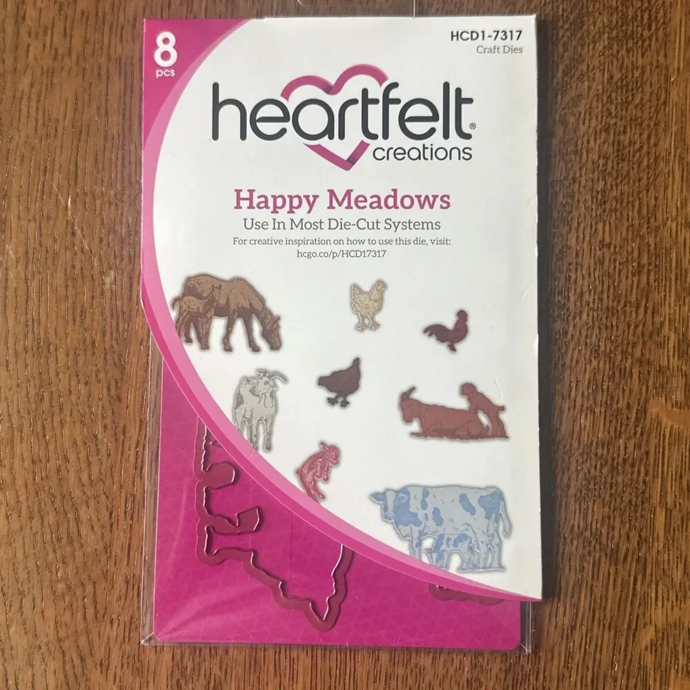 Heartfelt Creations HAPPY MEADOWS Animals Die Set HCDI 7317 Farm cow chicken